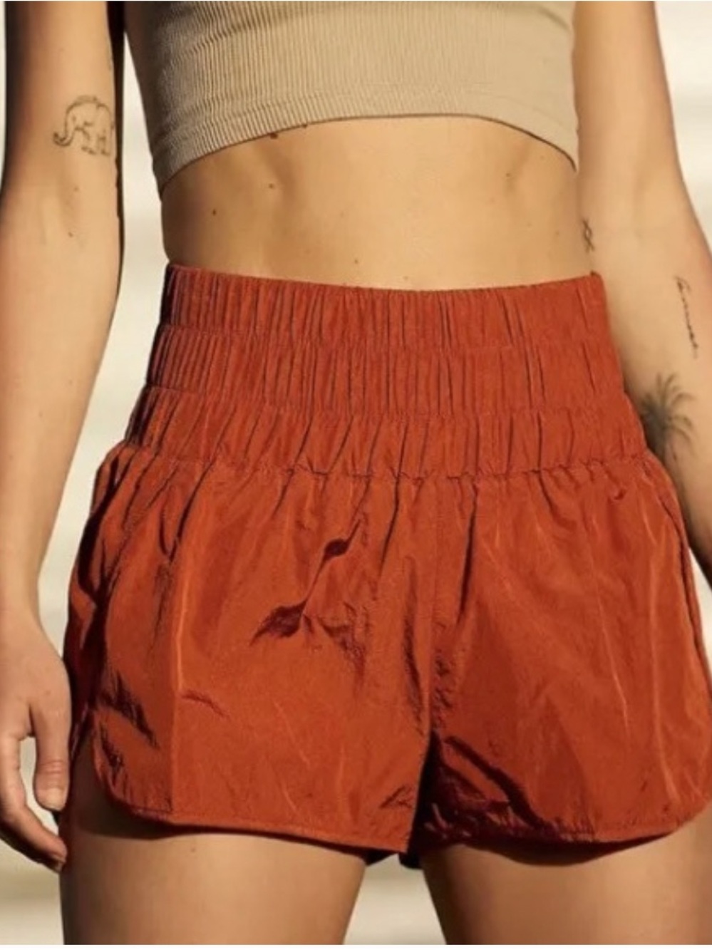Free People Movement The Way Home Rust Burnt Orange Athletic Shorts Large